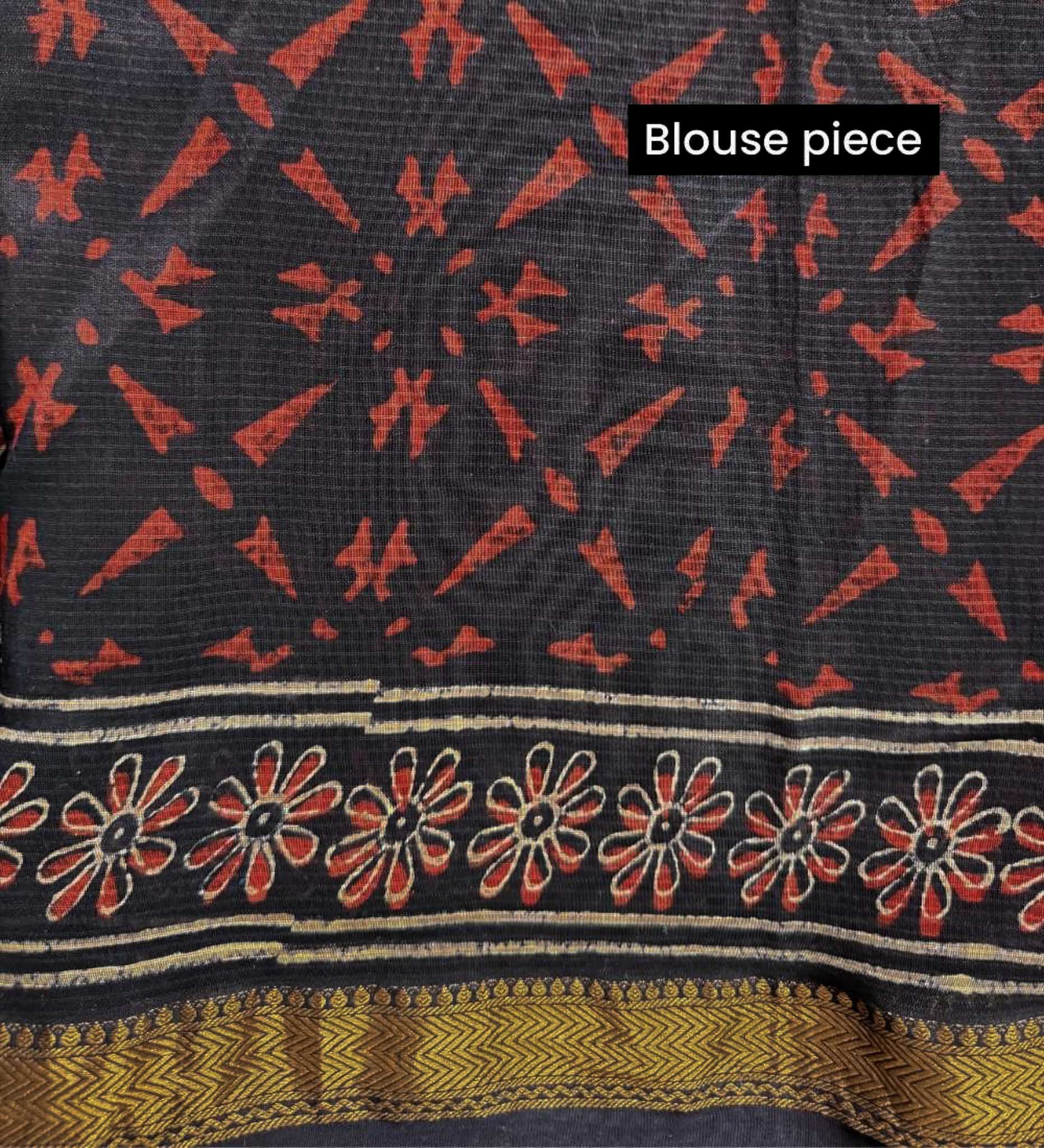 Noorja - Hand Block Print Silk Cotton Maheshwari Saree - Image 6