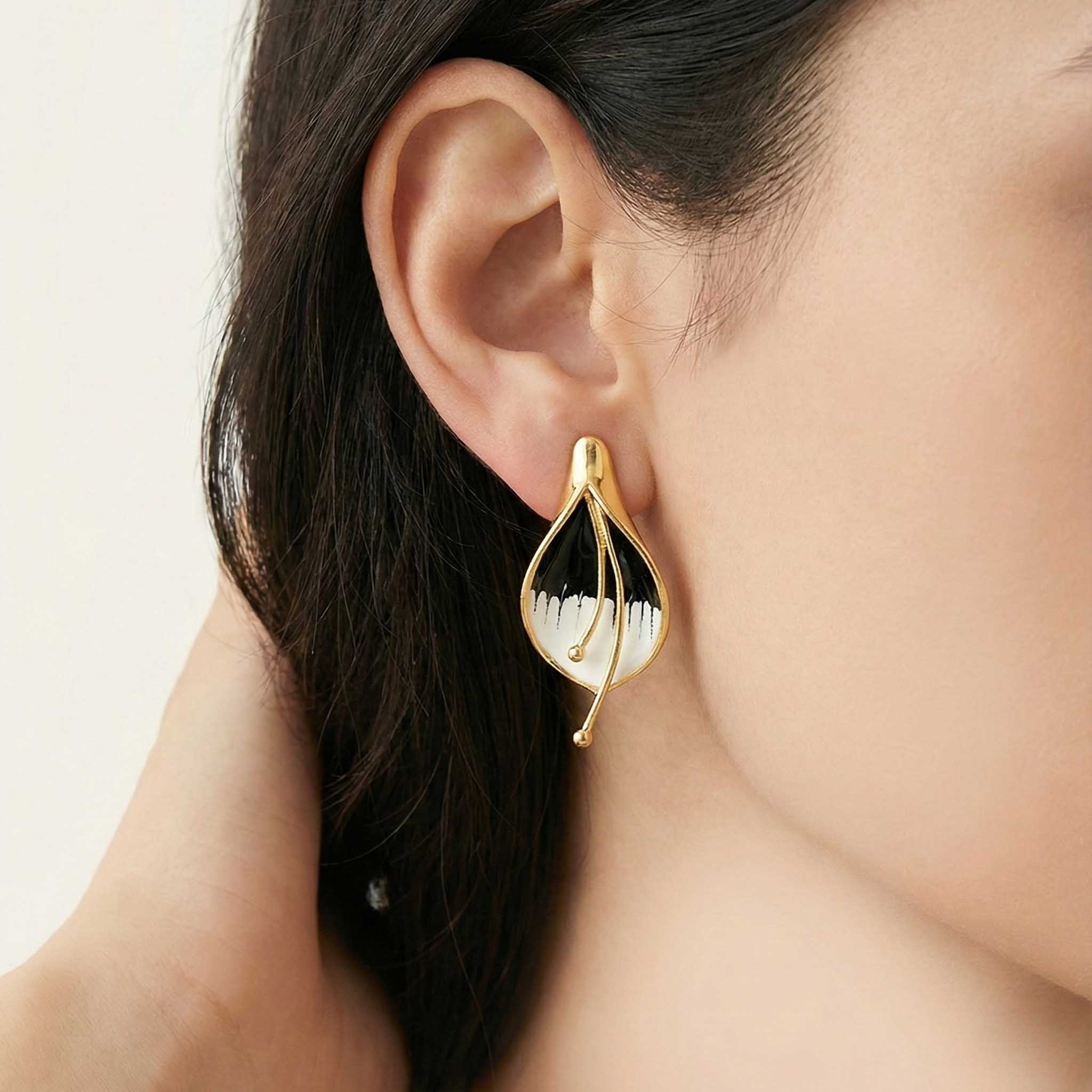 Petal Stud 18k Gold Plated Earrings - Image 3