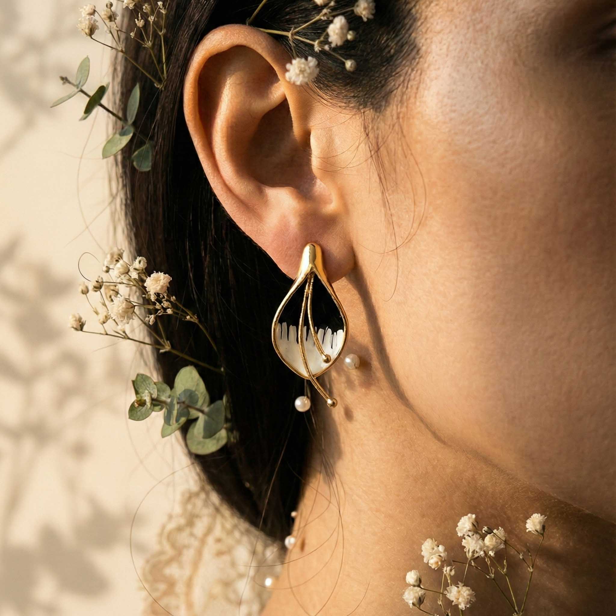 Petal Stud 18k Gold Plated Earrings - Image 5