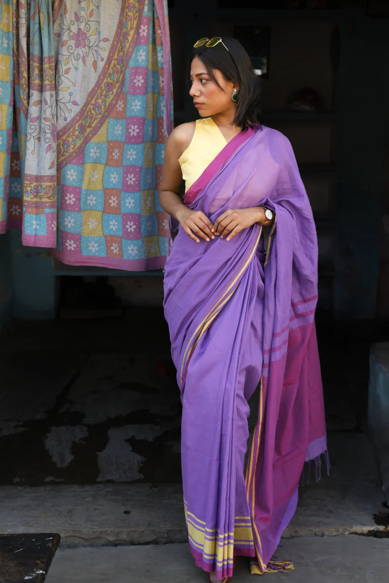 Pihu - Handwoven Pure Mulmul Cotton Saree - Image 6