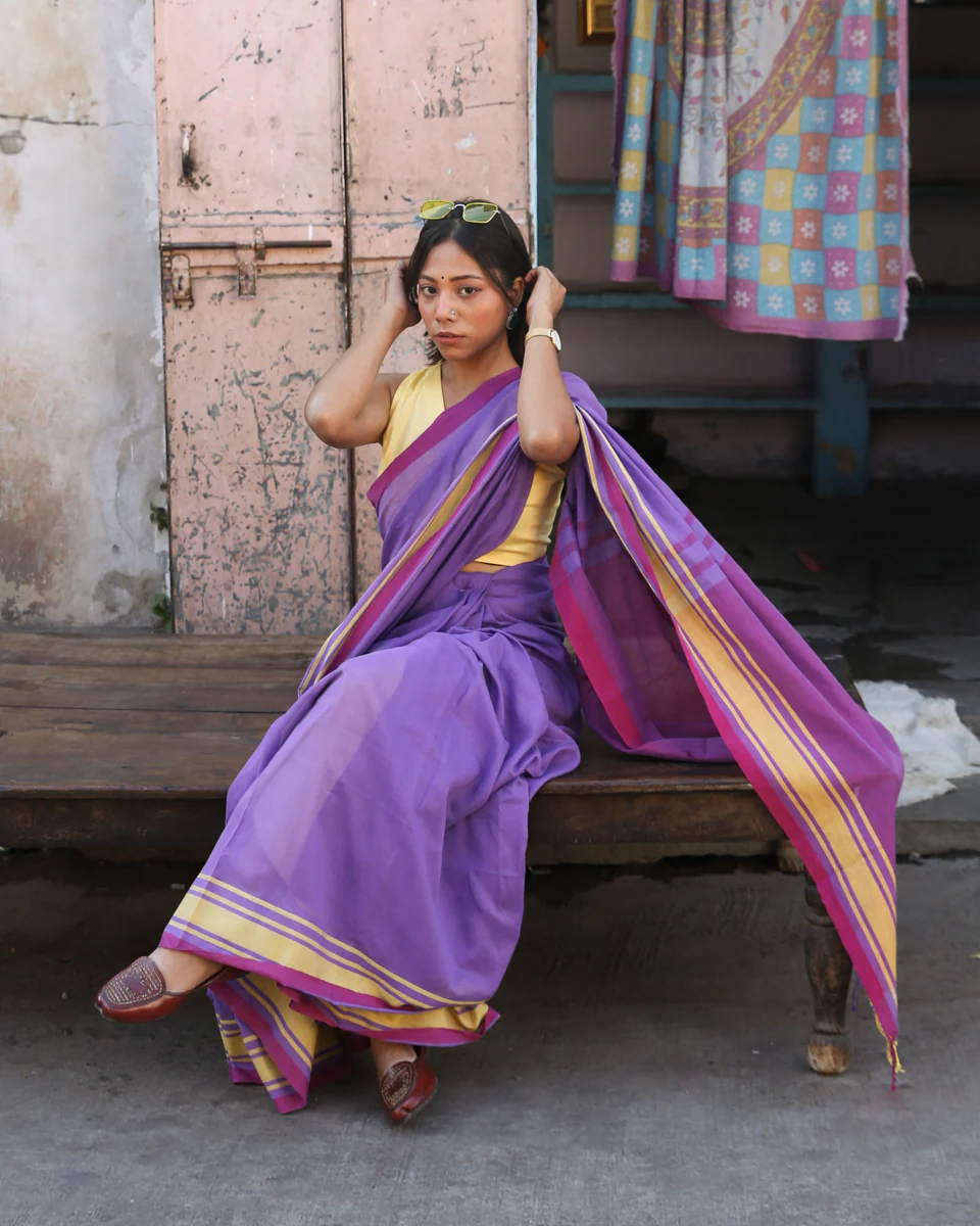 Pihu - Handwoven Pure Mulmul Cotton Saree - Image 4