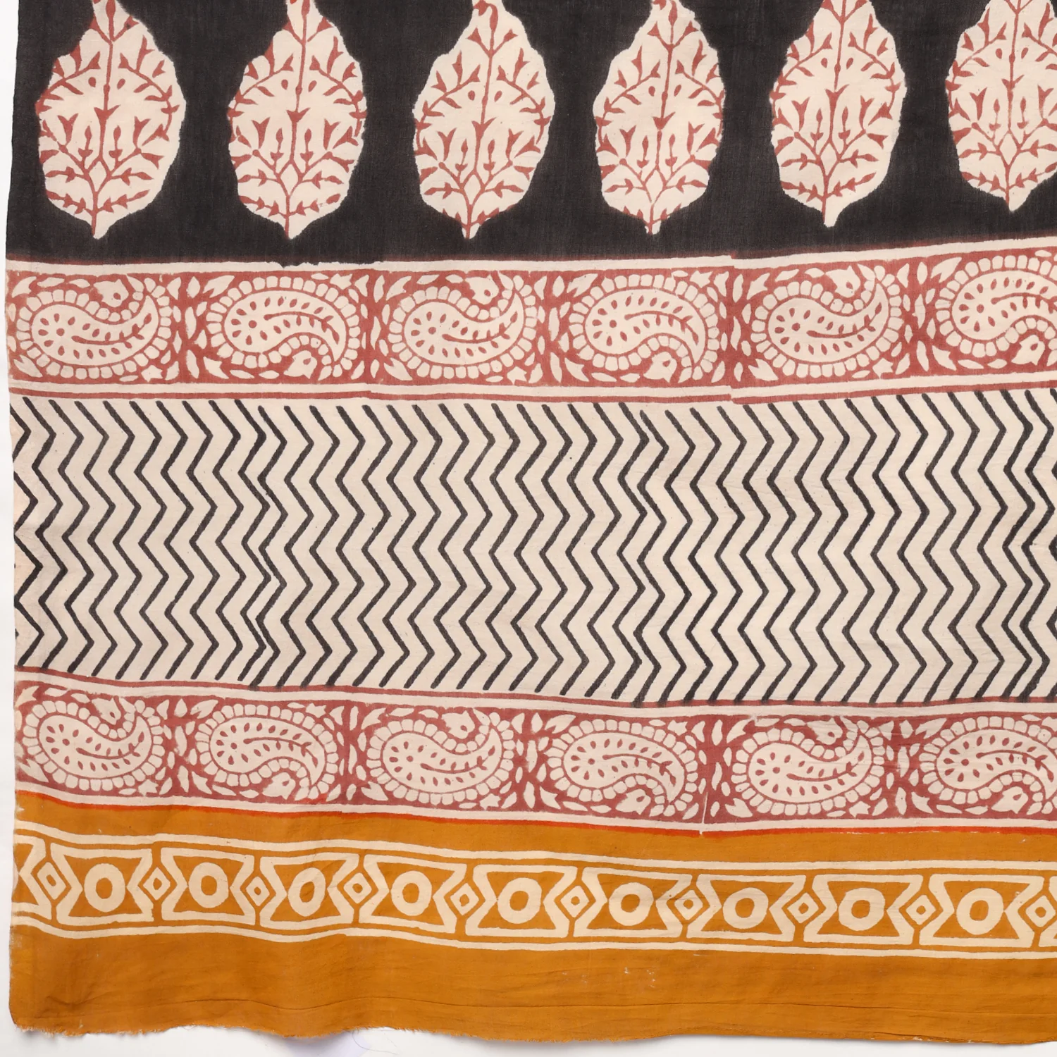 Princess in Red - Dabu Hand Block Print Mulmul Cotton Bagru Saree - Image 9