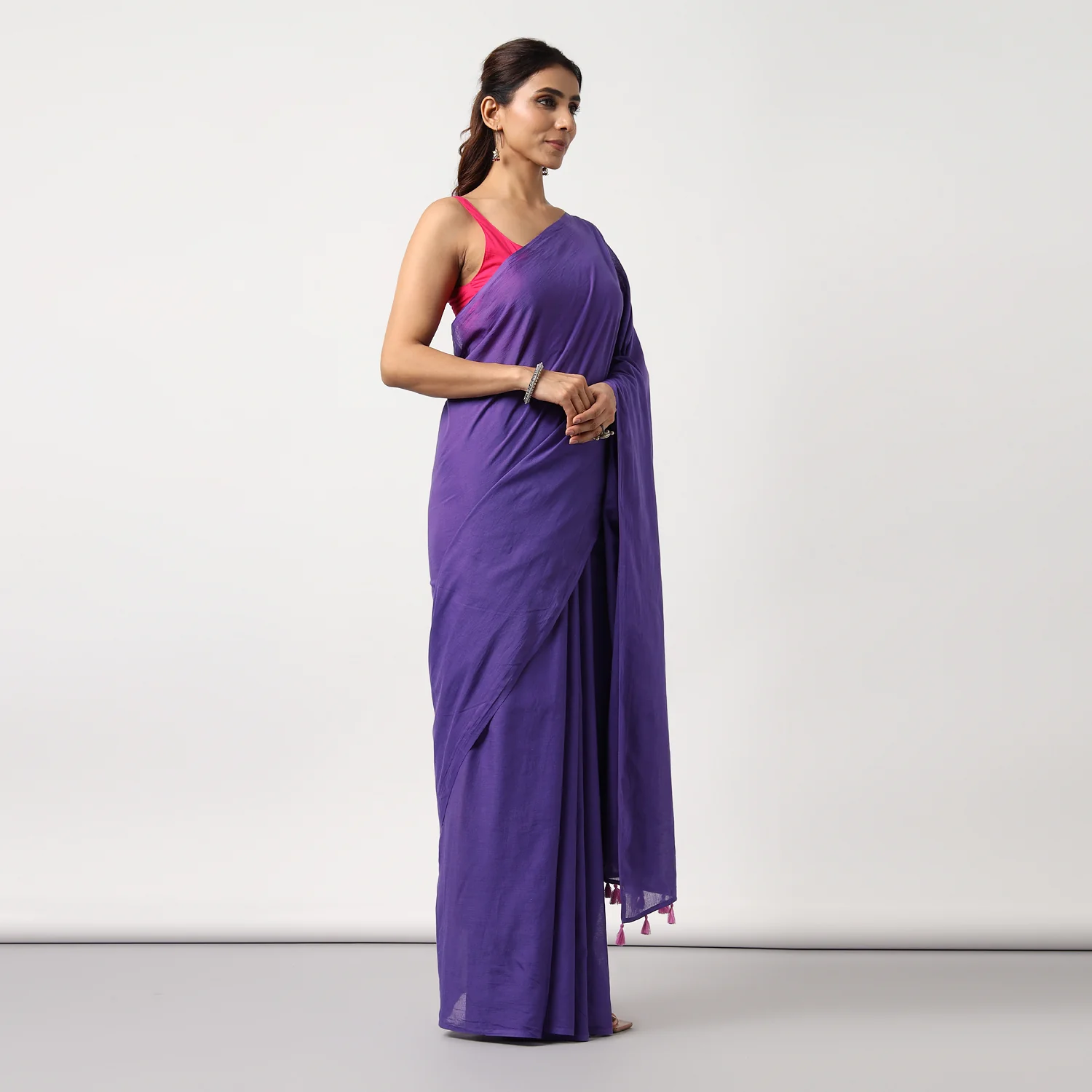 Purple Martini - Hand Dyed Mulmul Cotton Saree - Image 3