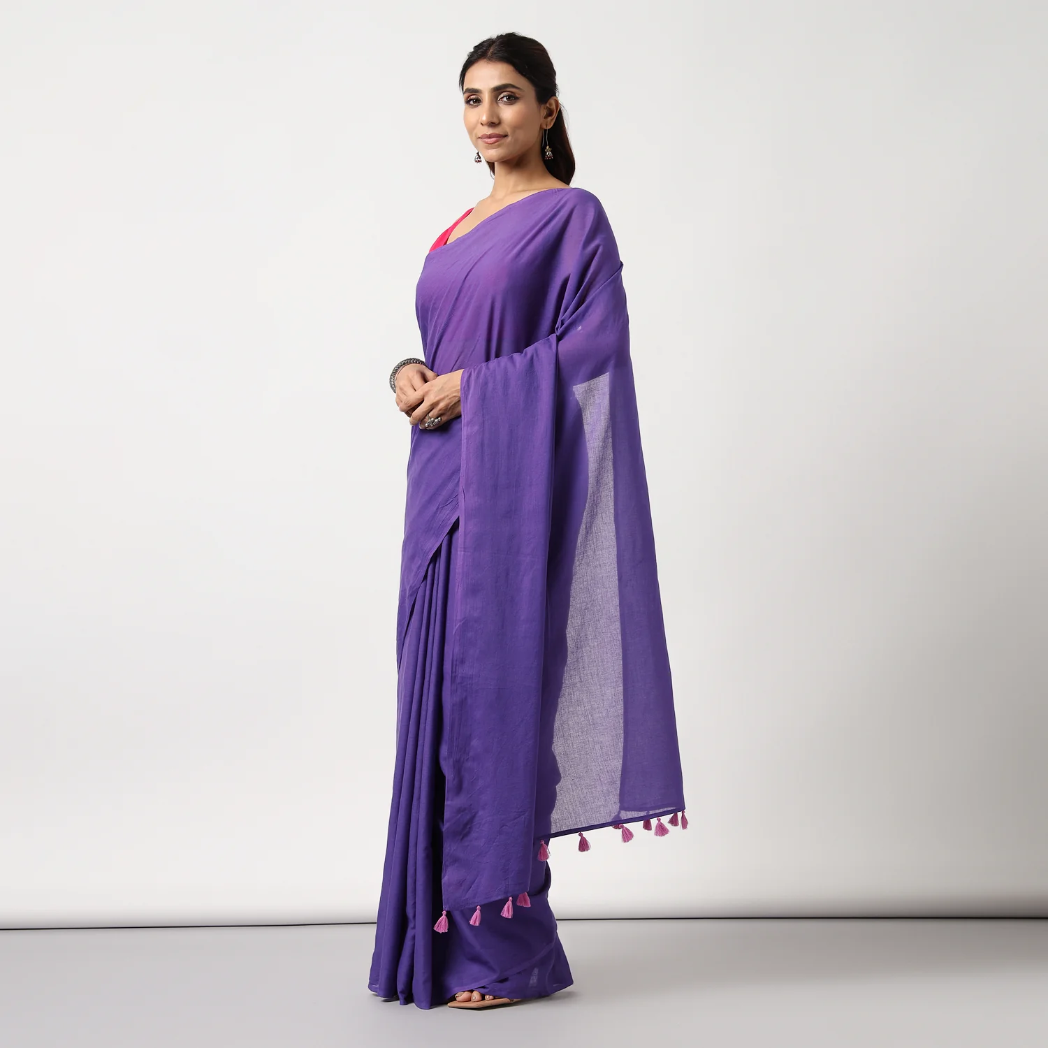 Purple Martini - Hand Dyed Mulmul Cotton Saree - Image 4