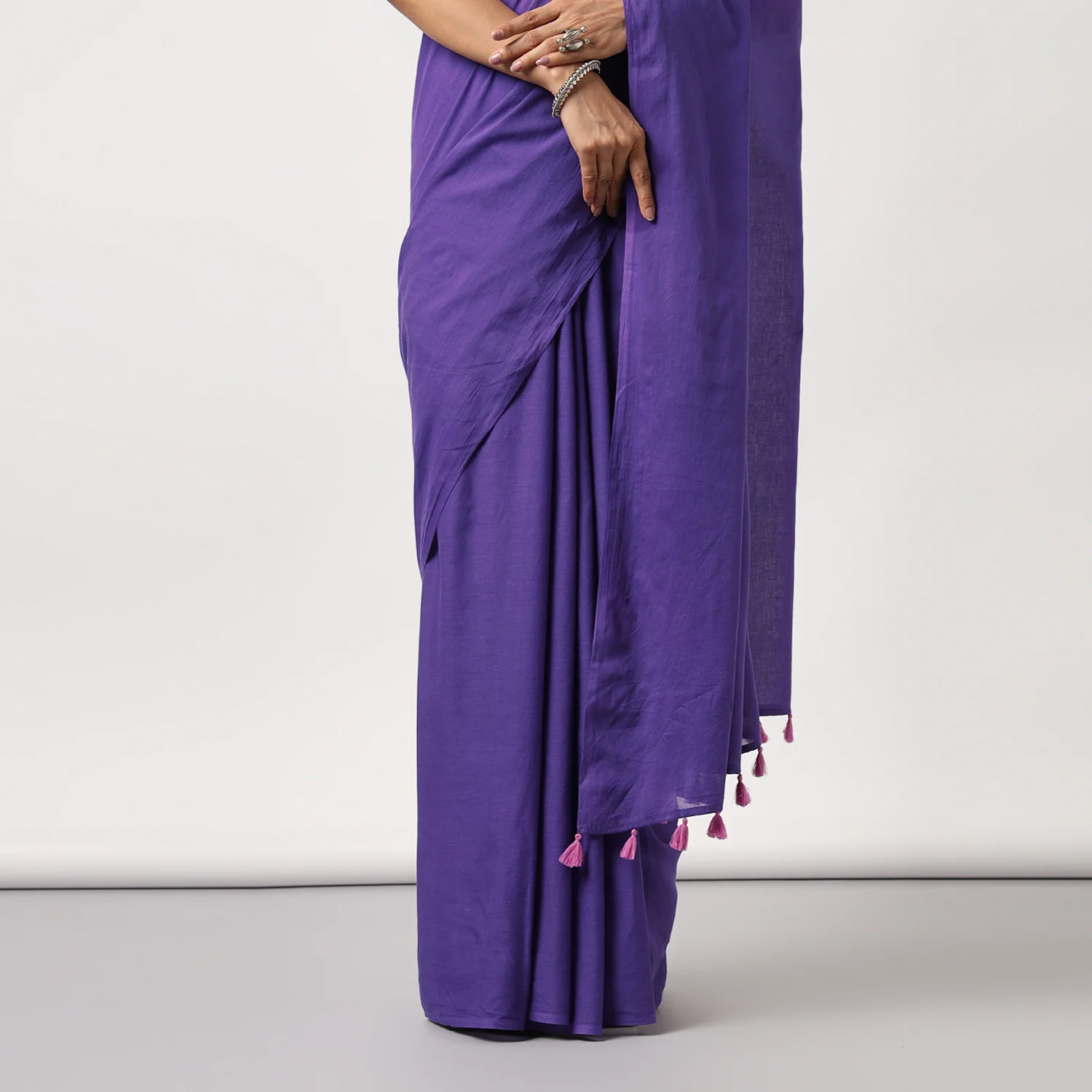 Purple Martini - Hand Dyed Mulmul Cotton Saree - Image 7