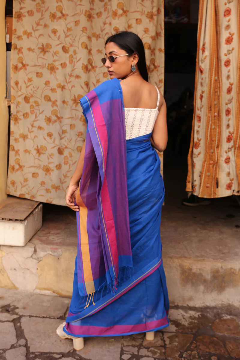Rangrez - Handwoven Pure Mulmul Cotton Saree - Image 4