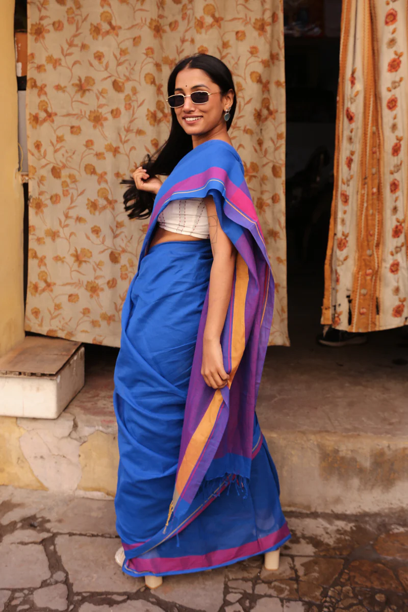 Rangrez - Handwoven Pure Mulmul Cotton Saree - Image 5