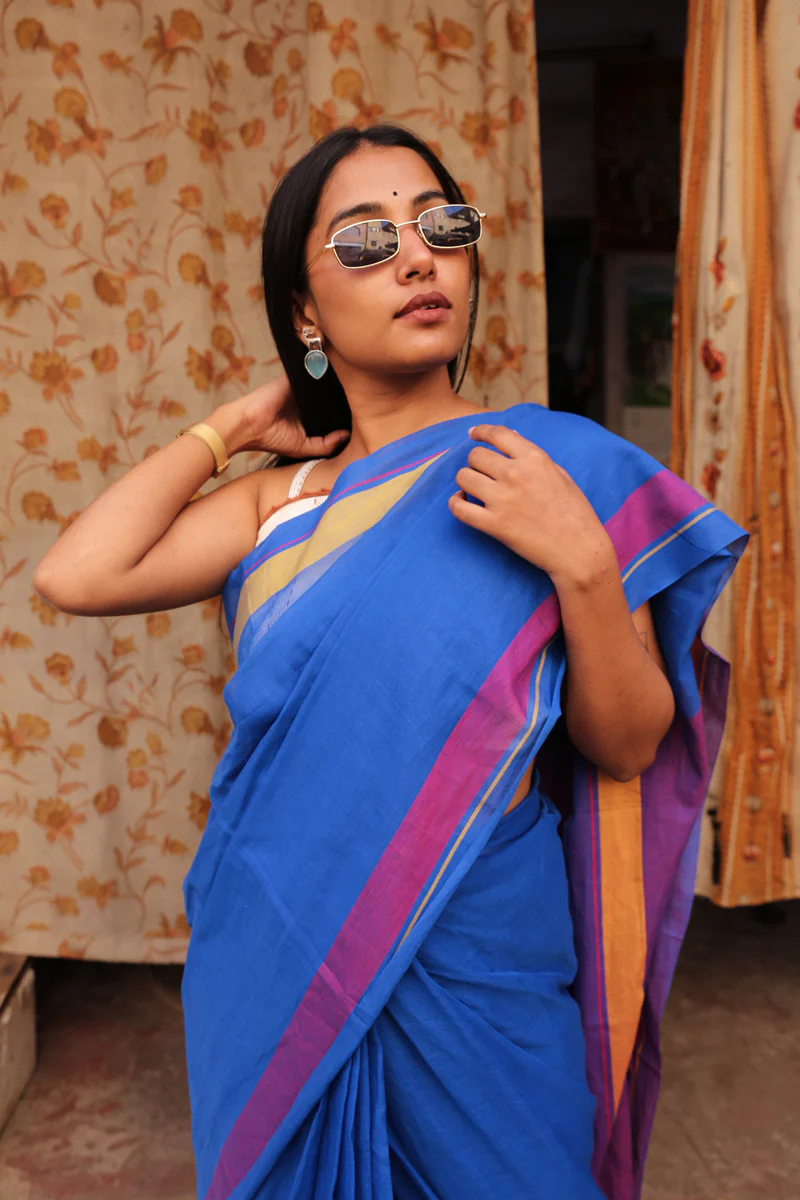 Rangrez - Handwoven Pure Mulmul Cotton Saree - Image 6