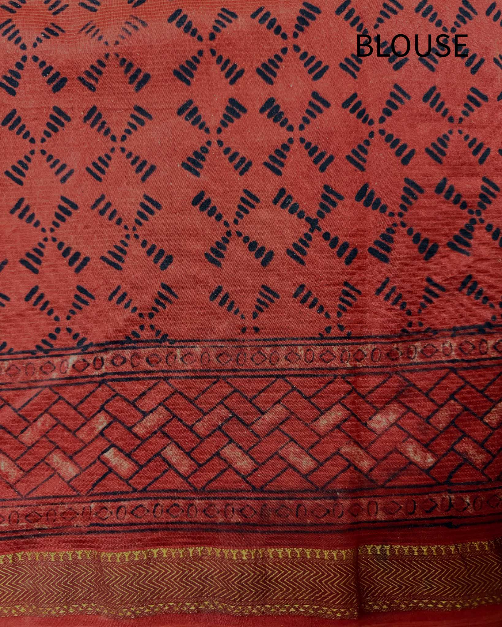 Red Earth - Hand Block Printed Silk Cotton Maheshwari Saree - Image 7