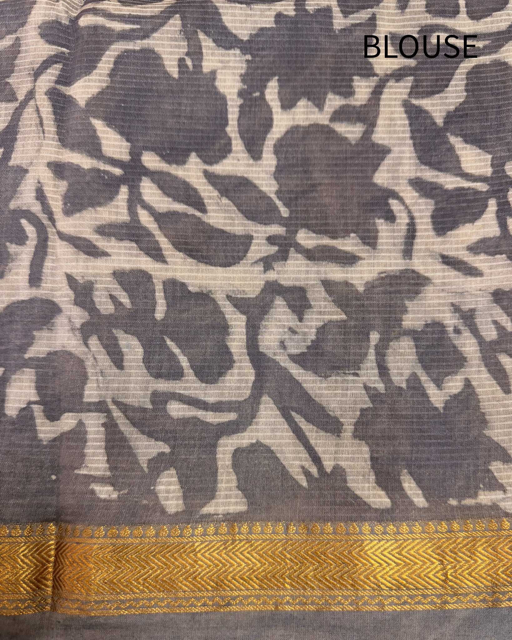 River Dust - Hand Block Printed Silk Cotton Maheshwari Saree - Image 7