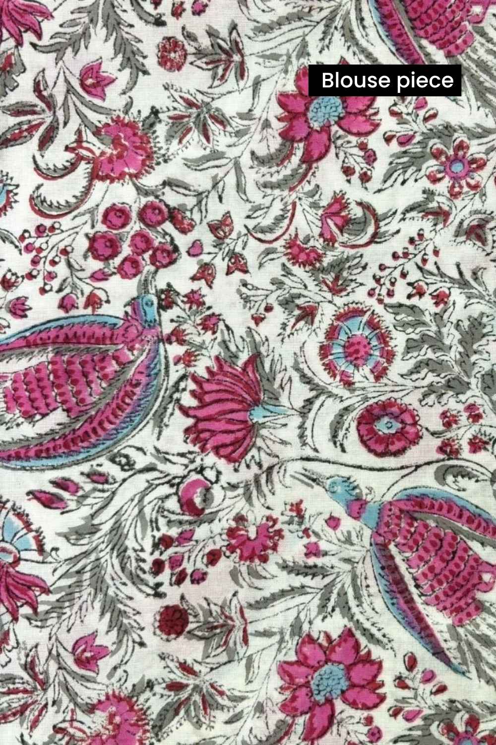 Rosy Pink Ombre Organza Saree with Printed Blouse Fabric - Image 11