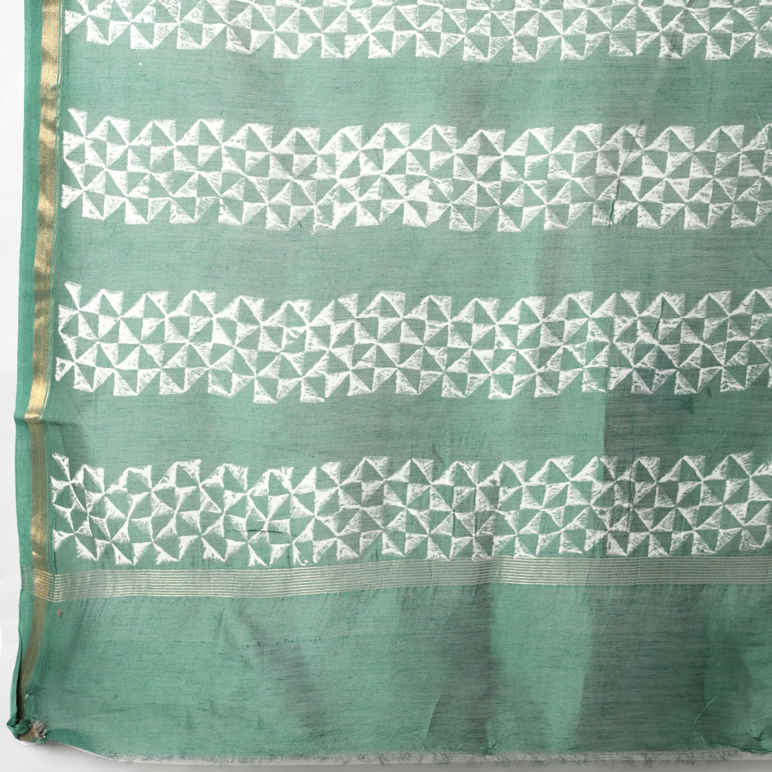 Moora Saree | Green | Hand Block Printed | Chanderi Cotton Silk | Sage Affair - Image 8