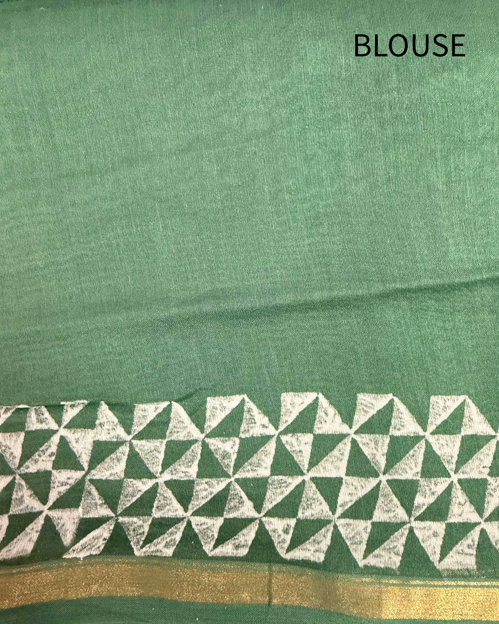 Moora Saree | Green | Hand Block Printed | Chanderi Cotton Silk | Sage Affair - Image 9