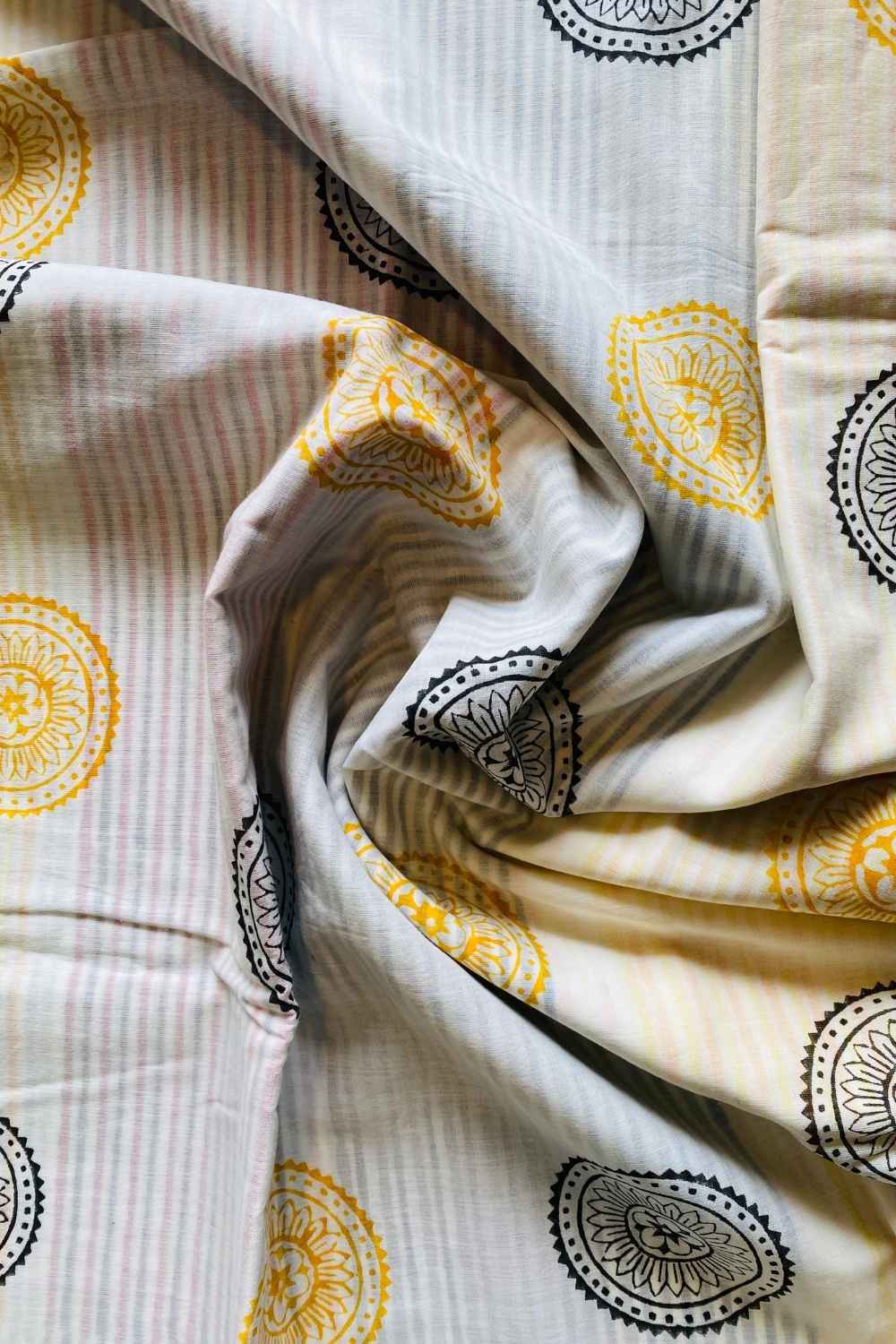 Saira Hand Block Print Mul Mul Cotton Saree - Image 7