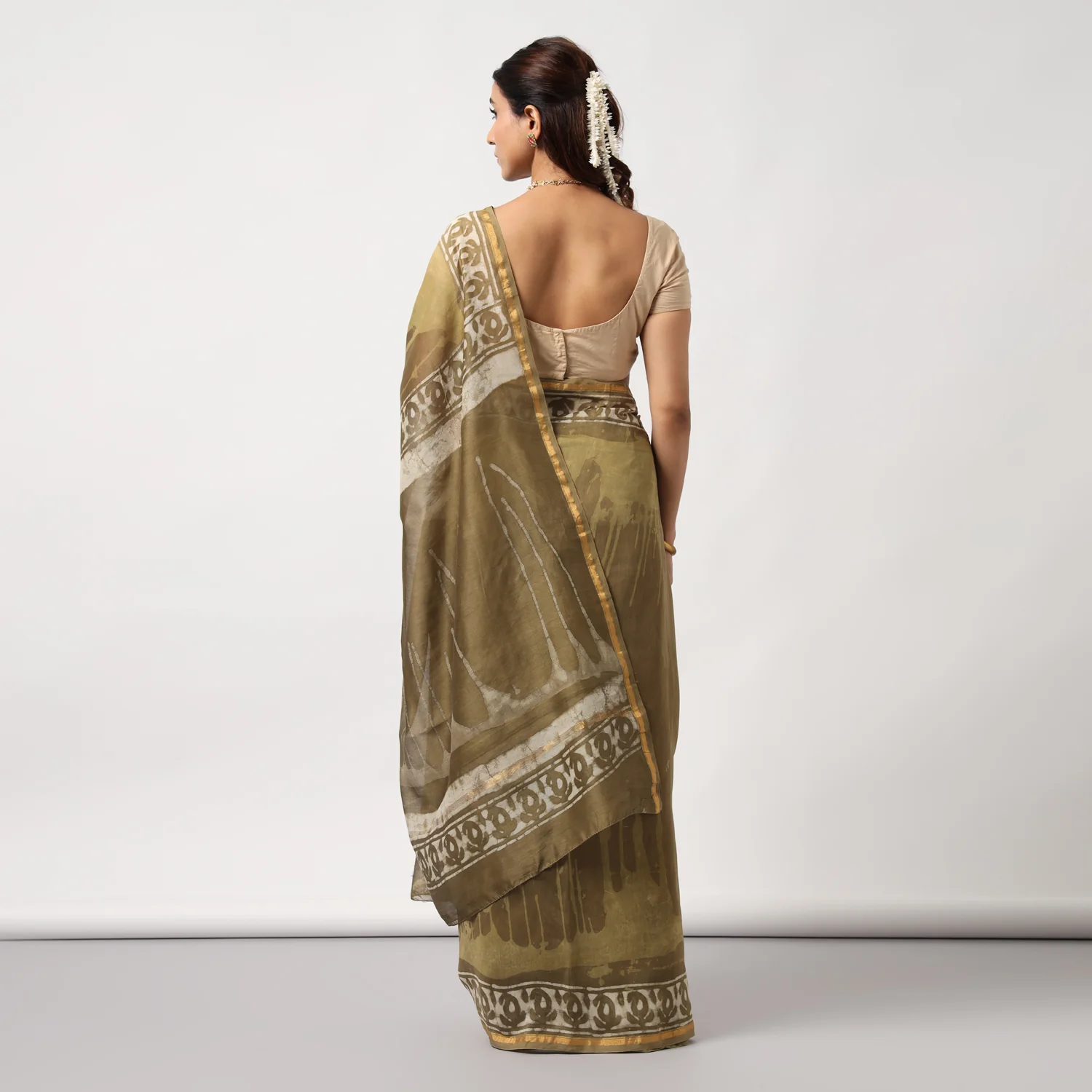 Shailja - Henna Hand Block Print Chanderi Silk Saree - Image 5