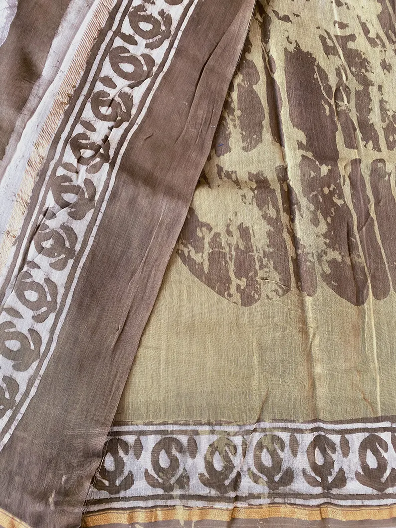 Shailja - Henna Hand Block Print Chanderi Silk Saree - Image 8