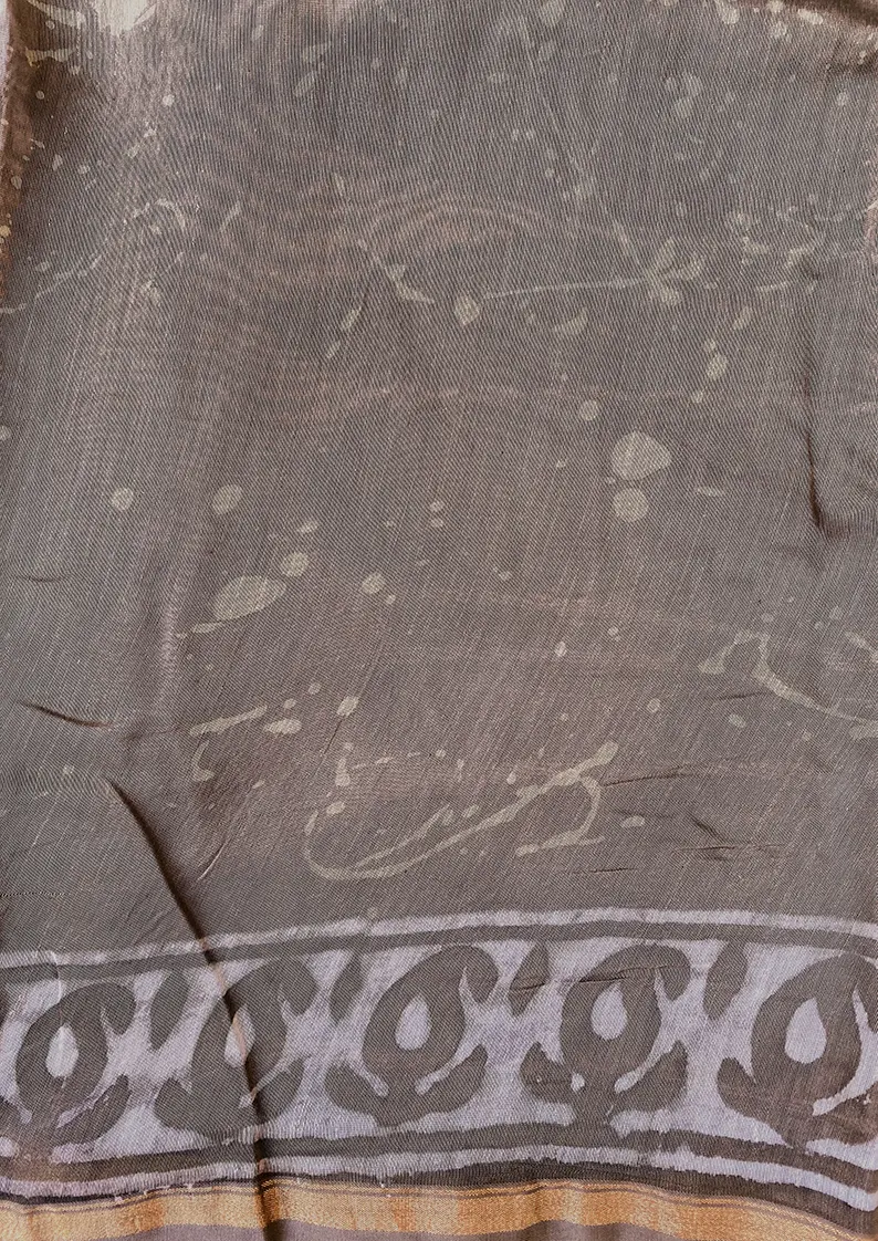 Shailja - Henna Hand Block Print Chanderi Silk Saree - Image 9