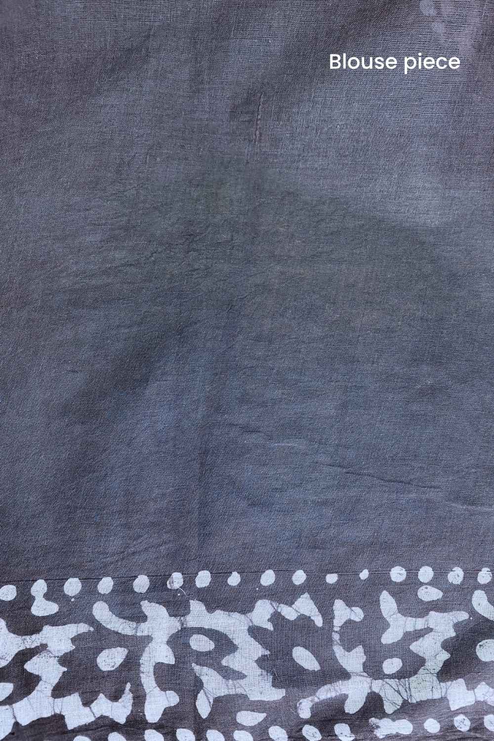 Smoke Pop - Grey Batik Pure Mulmul Cotton Saree - Image 8