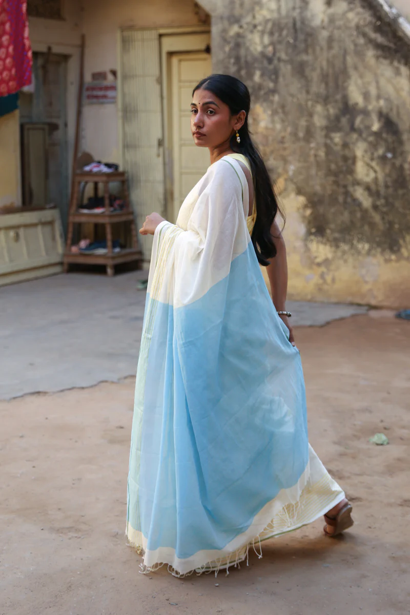 Sukoon - Handwoven Pure Mulmul Cotton Saree - Image 6