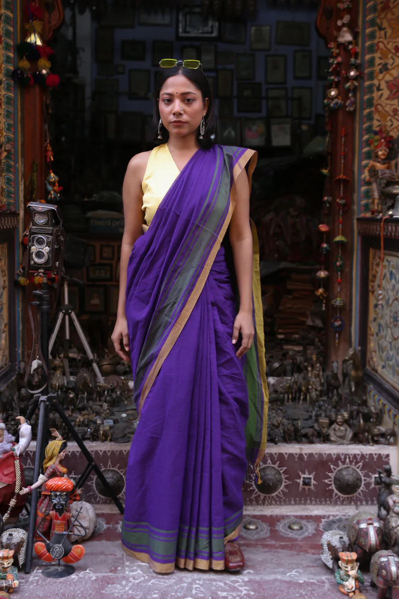 Saanj - Handwoven Pure Mulmul Cotton Saree - Image 6