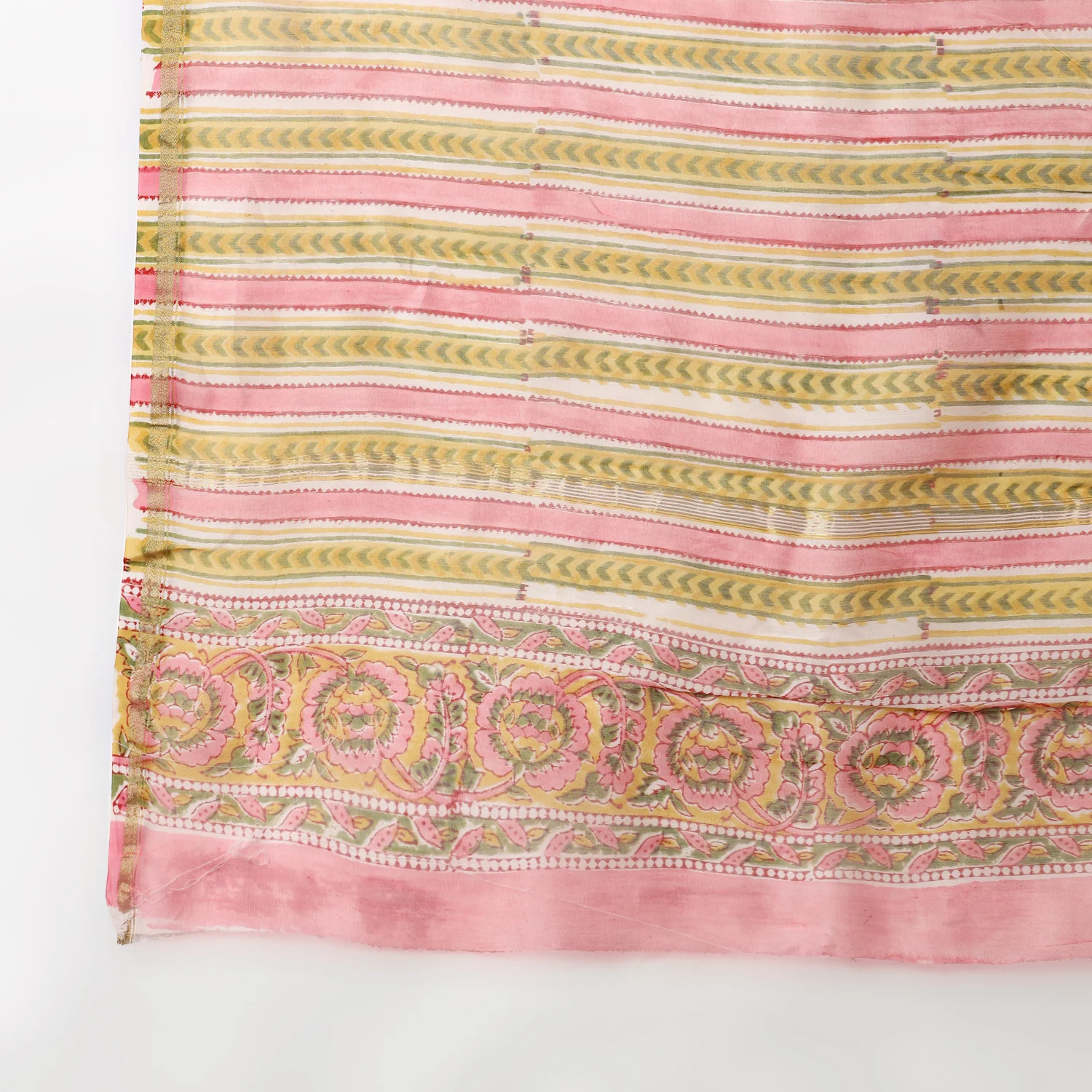 Sunflower Whispers - Hand Block Print Chanderi Silk Saree - Image 8