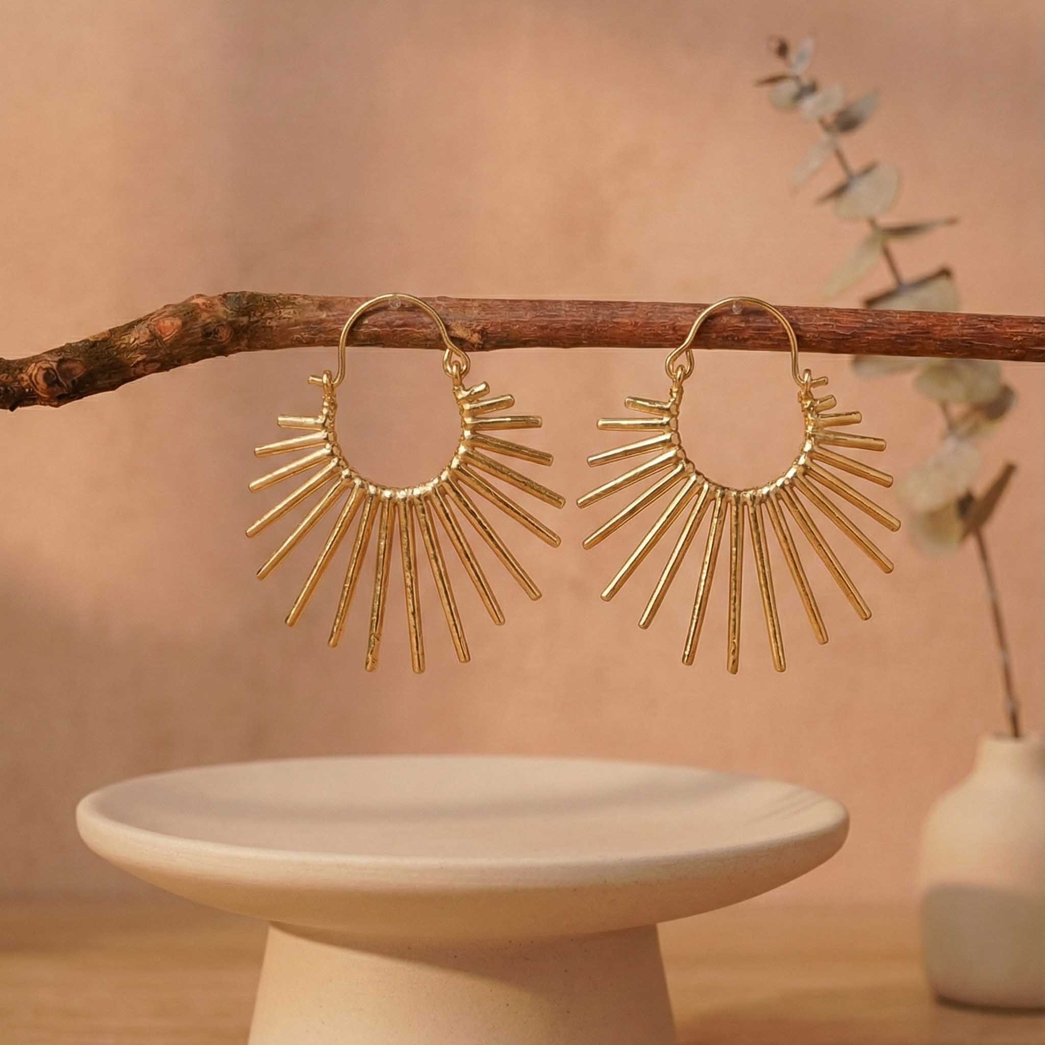 Sunray Hoop 18k Gold Plated Earrings - Image 4