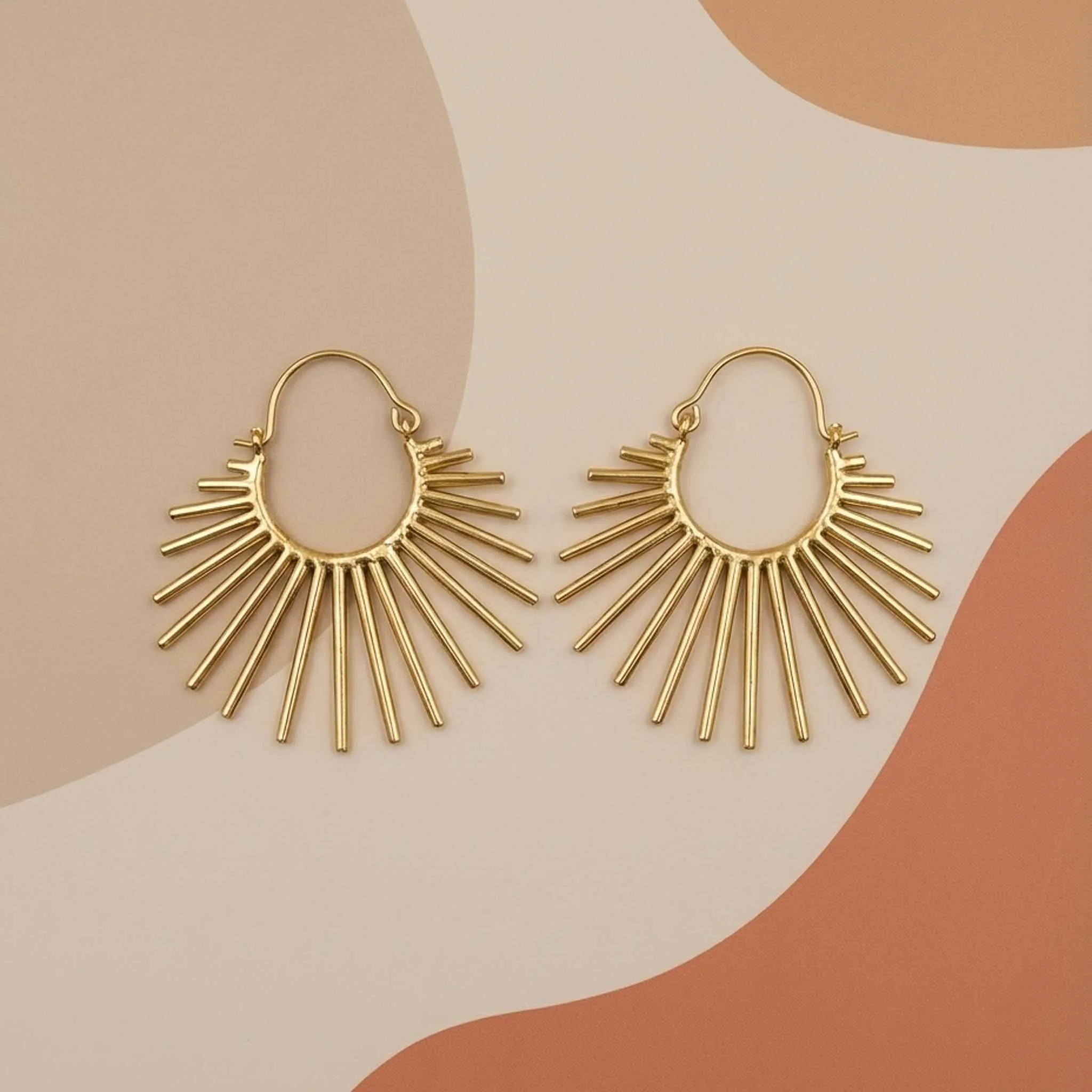 Sunray Hoop 18k Gold Plated Earrings - Image 5
