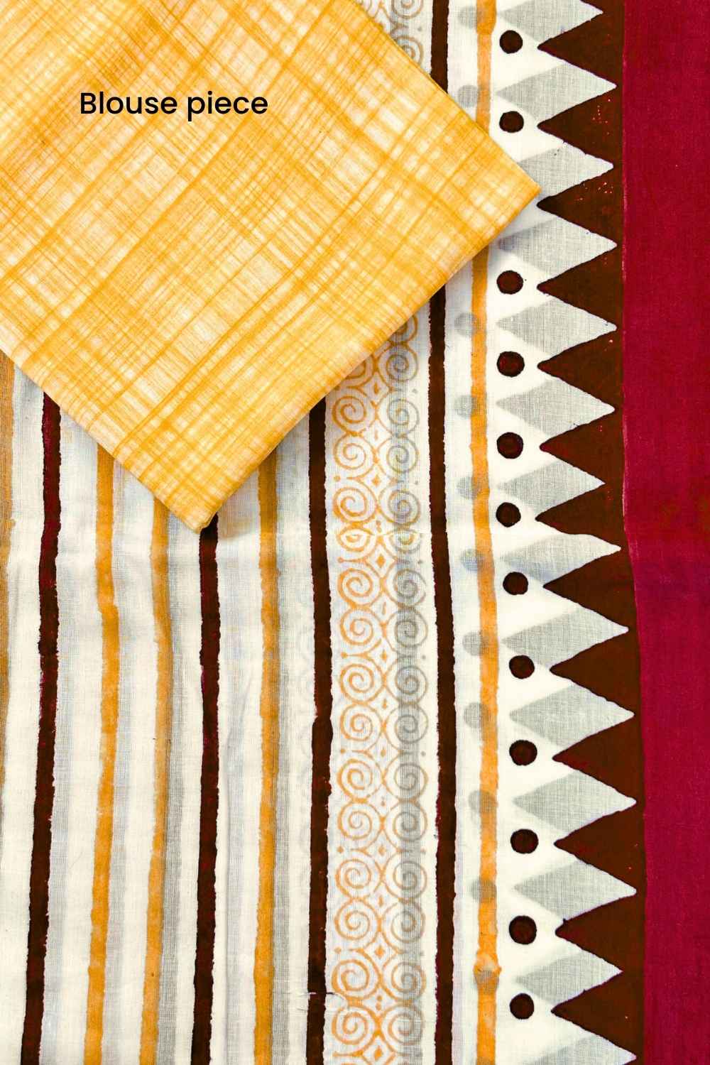 Sunset Hues - Mul Cotton Hand Block Printed Saree - Image 8