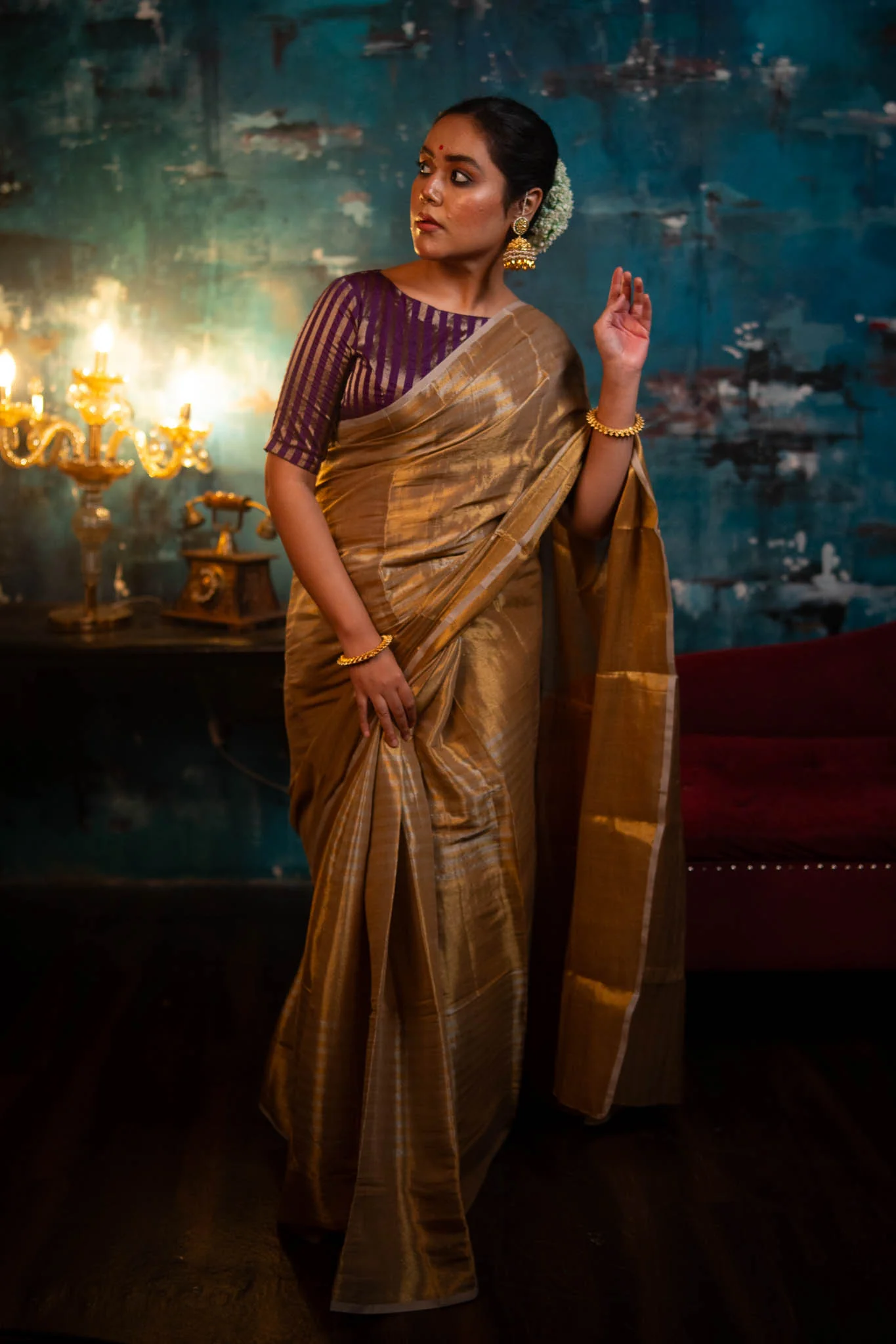 Suvarna - Gold Woven Tissue Saree - Image 3