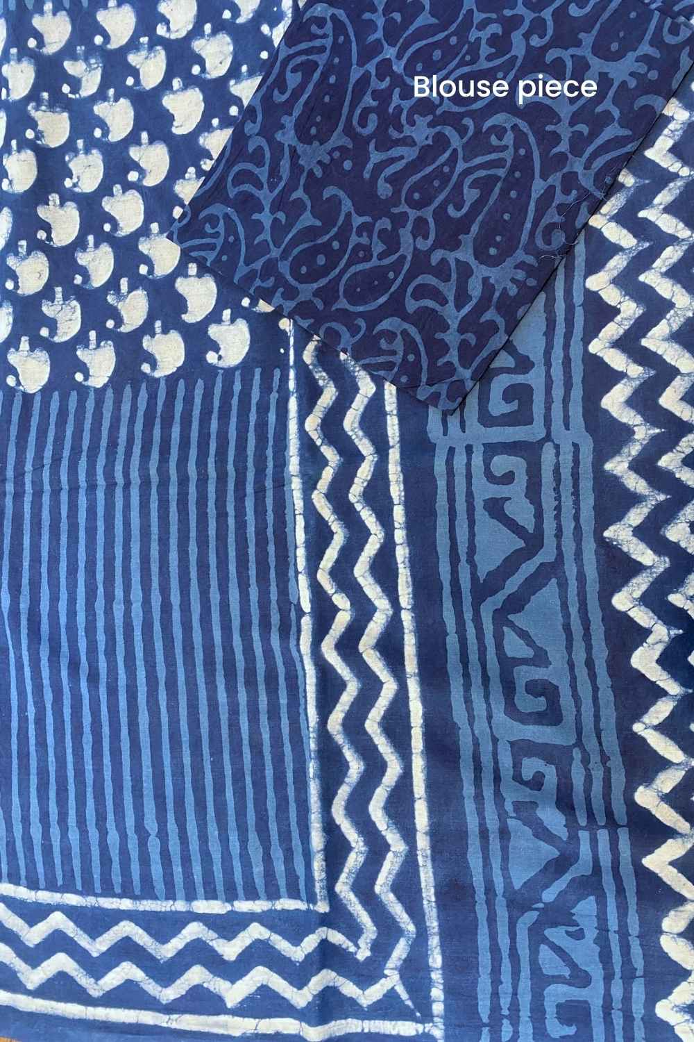Time Flies - Hand Block Print Mulmul Cotton Bagru Saree - Image 10