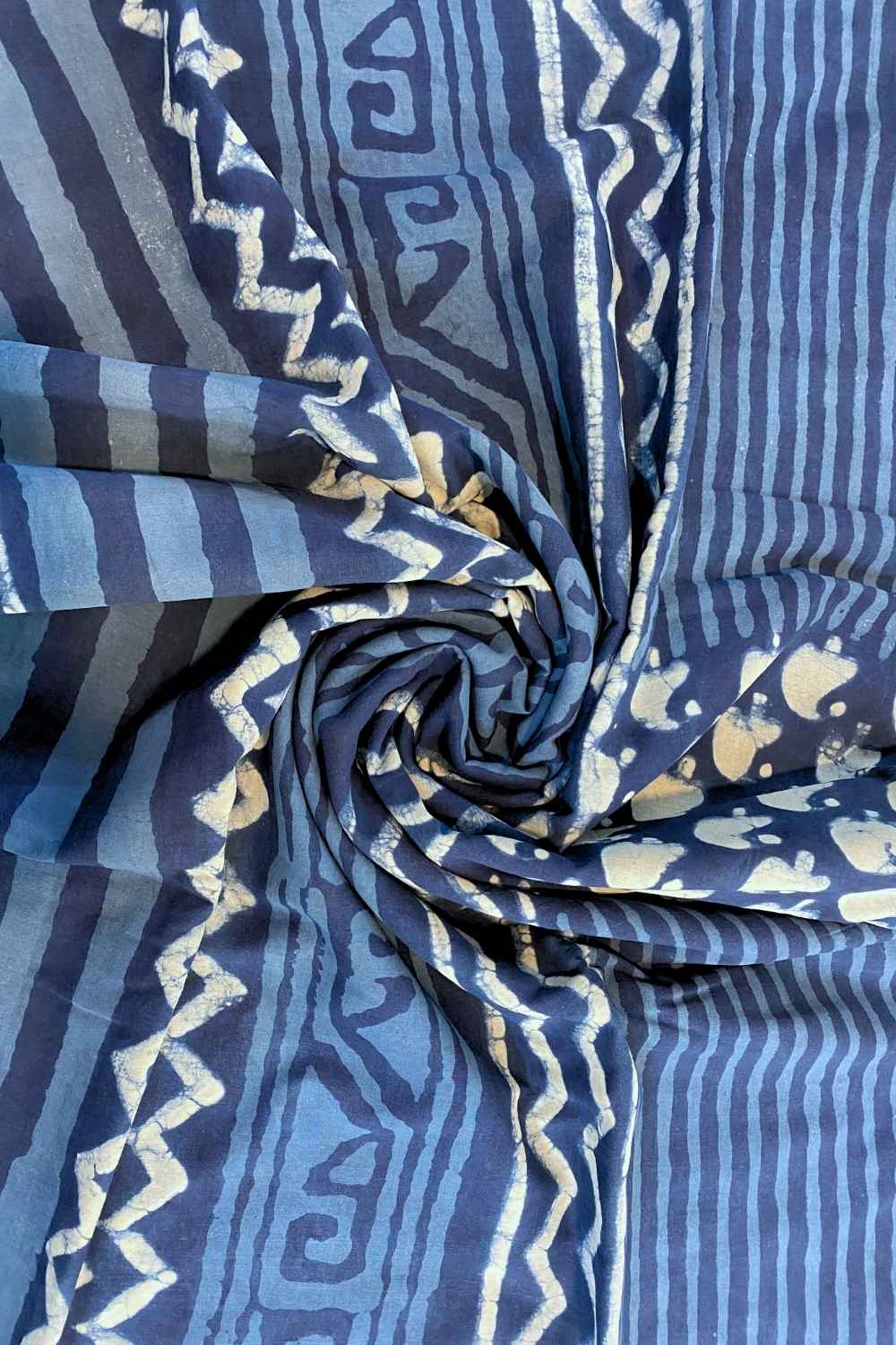 Time Flies - Hand Block Print Mulmul Cotton Bagru Saree - Image 9