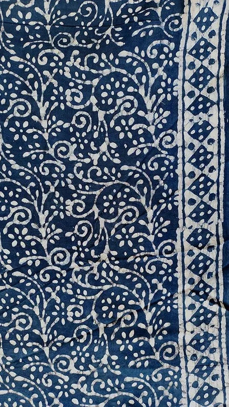 Twilight Grey - Dabu Hand Block Print Mulmul Cotton Bagru Saree - Image 9