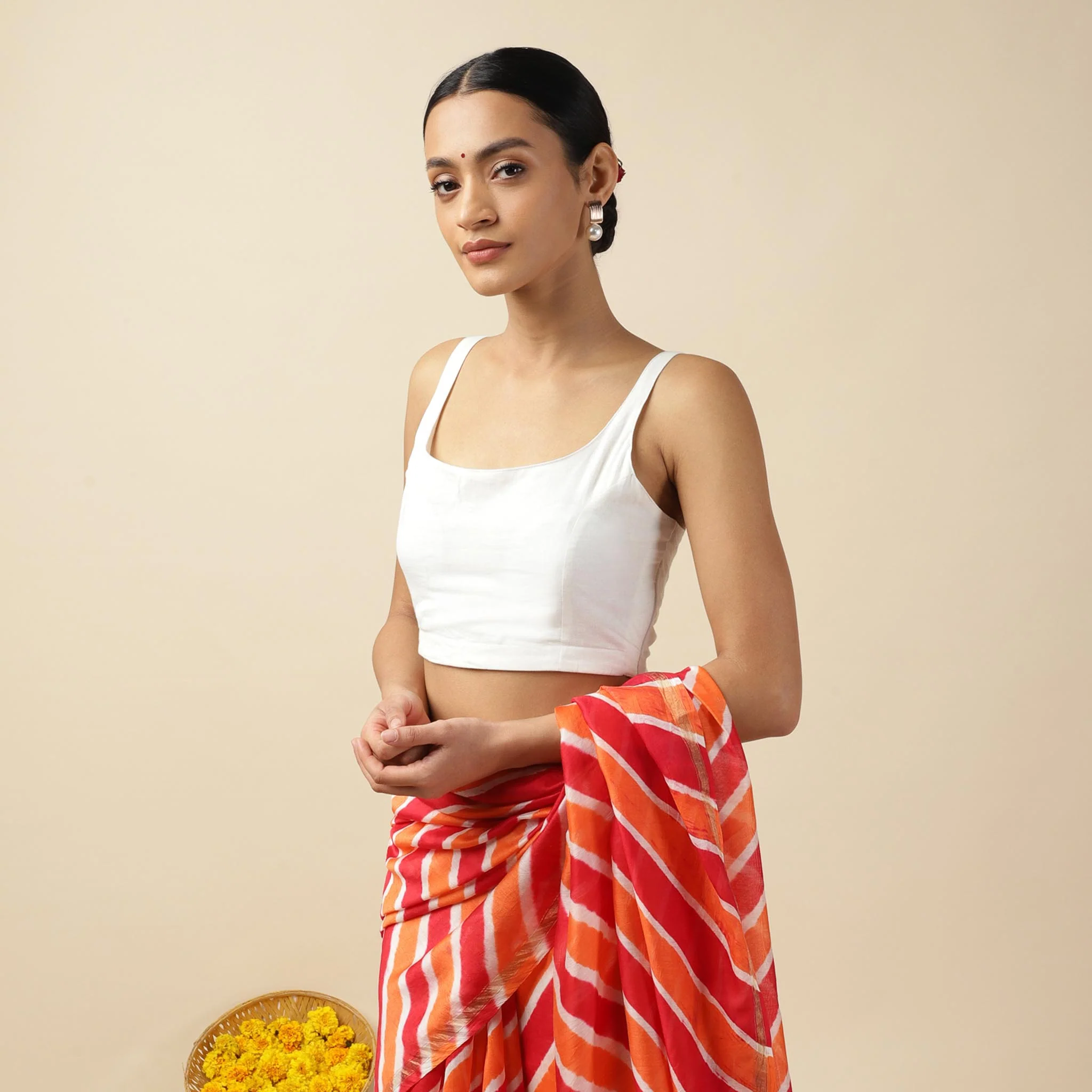 Black Cotton Sleeveless Readymade Blouse with U neck - Image 8